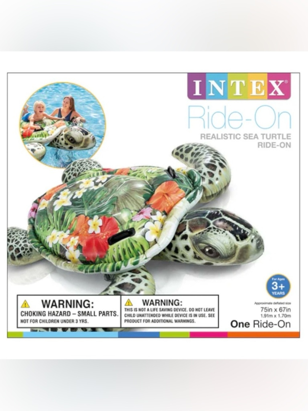 Intex Ride-On Realistic Sea Turtle Pool Float - Tropical Print